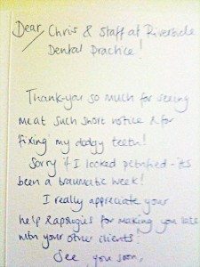 Testimonial from a happy customer at Riverside Dental Practice, Braunton, Devon