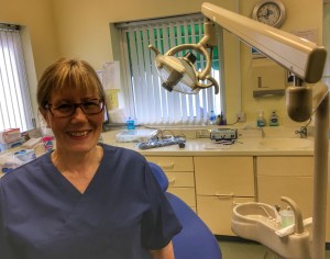 Sheila Davison hygienist at Riverside Dental practice Braunton, North Devon, UK, retires.