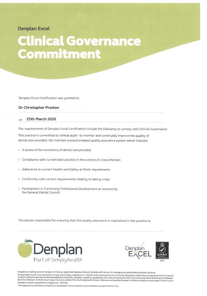 Denplan certificate March 2026