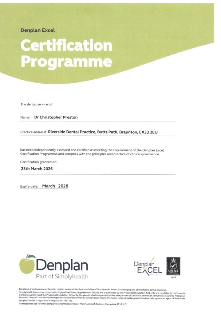 Denplan Certificate March 2026